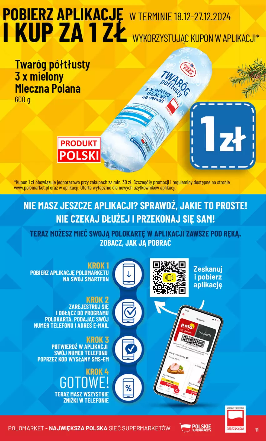 Gazetka promocyjna PoloMarket - Gazetka pomocyjna - ważna 18.12 do 27.12.2024 - strona 11 - produkty: LANA, Tera, Twaróg, Twaróg półtłusty