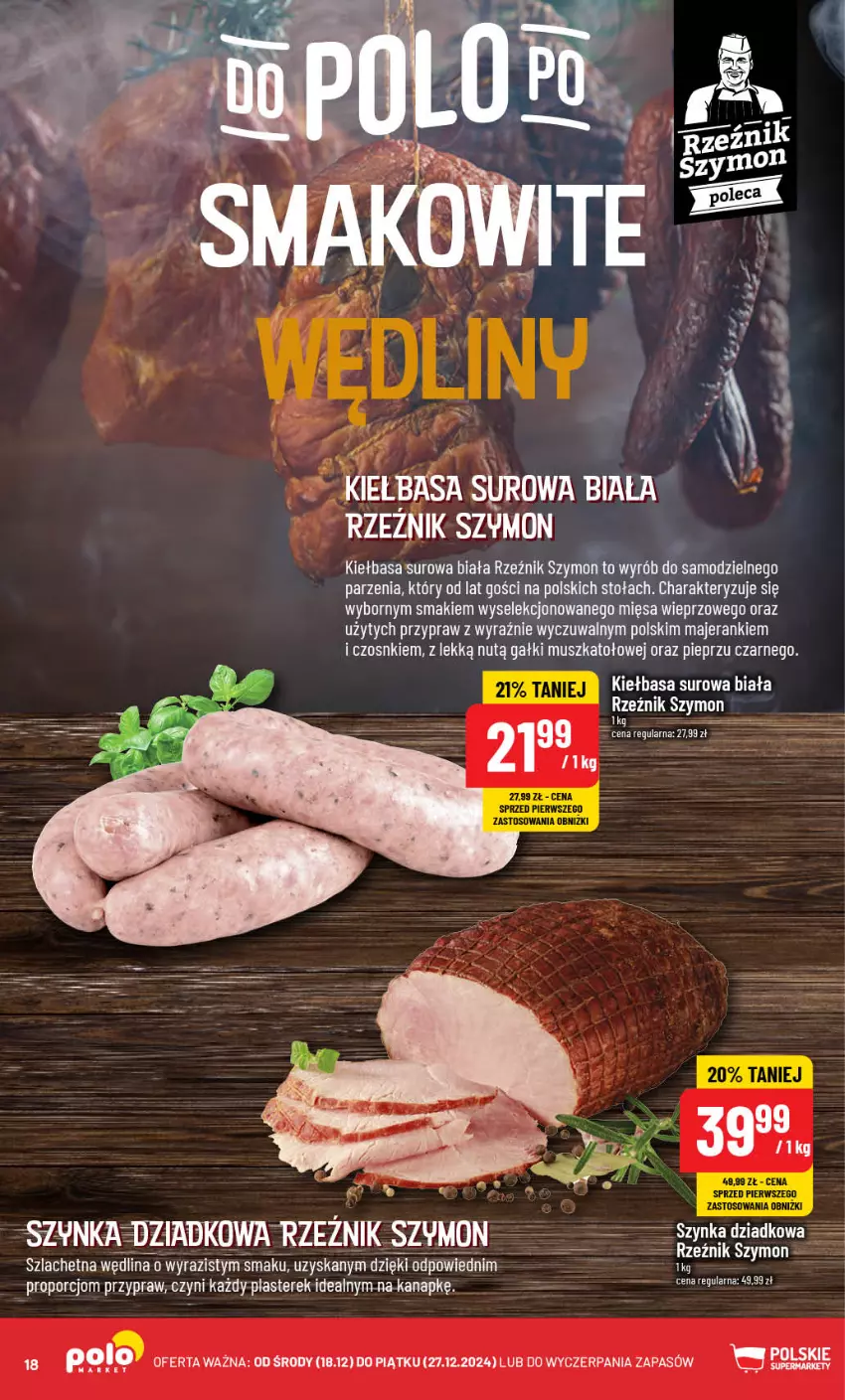 Gazetka promocyjna PoloMarket - Gazetka pomocyjna - ważna 18.12 do 27.12.2024 - strona 18 - produkty: Kiełbasa, LG, Mus, Pieprz, Por, Szynka, Wędlina