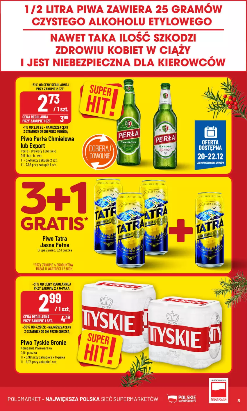 Gazetka promocyjna PoloMarket - Gazetka pomocyjna - ważna 18.12 do 27.12.2024 - strona 3 - produkty: Laur, Perła, Piwo, Por, Tatra, Tyskie