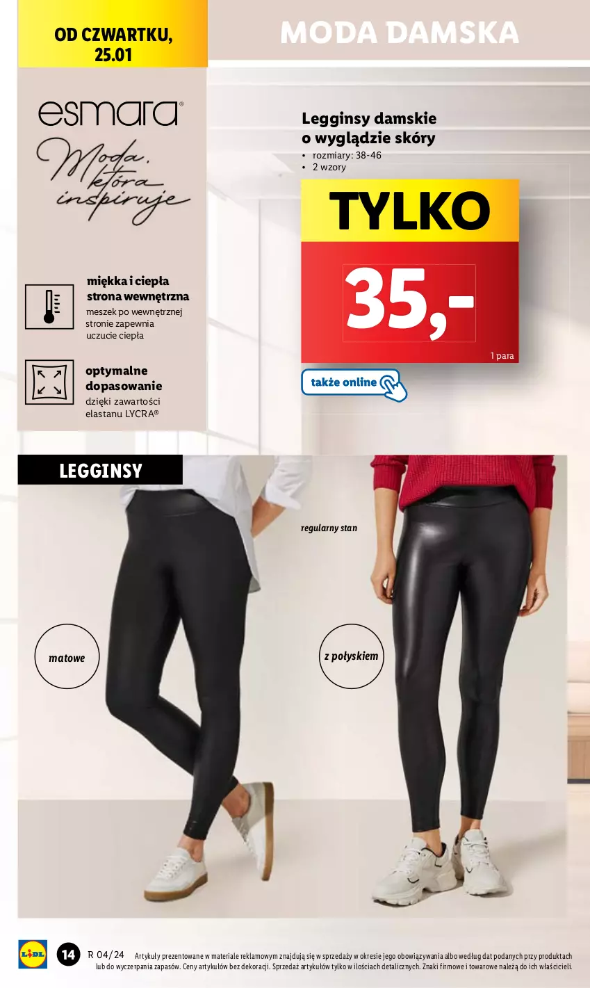 Gazetka promocyjna Lidl - GAZETKA - ważna 22.01 do 27.01.2024 - strona 16 - produkty: Gin, Legginsy, Moda