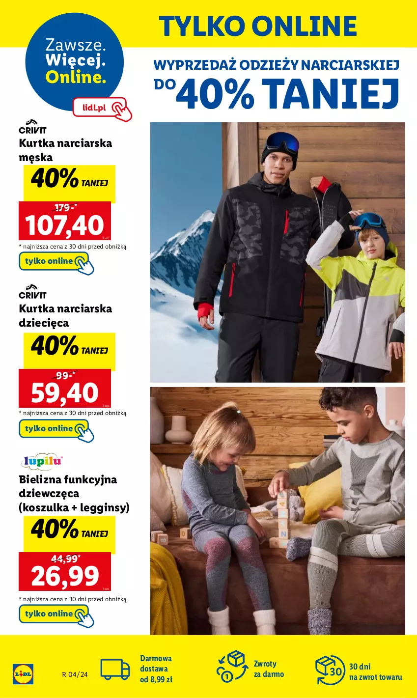 Gazetka promocyjna Lidl - GAZETKA - ważna 22.01 do 27.01.2024 - strona 30 - produkty: Bielizna, Dzieci, Gin, Kosz, Koszulka, Kurtka, Legginsy