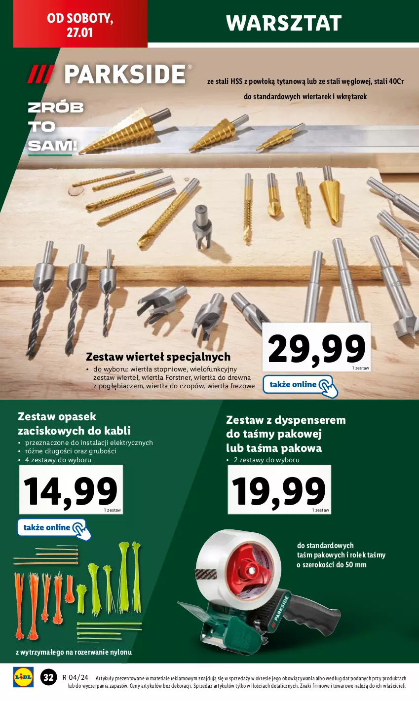 Gazetka promocyjna Lidl - GAZETKA - ważna 22.01 do 27.01.2024 - strona 38 - produkty: Pasek, Ser, Taśma pakowa, Top, Tytan, Wkręt, Zestaw wierteł