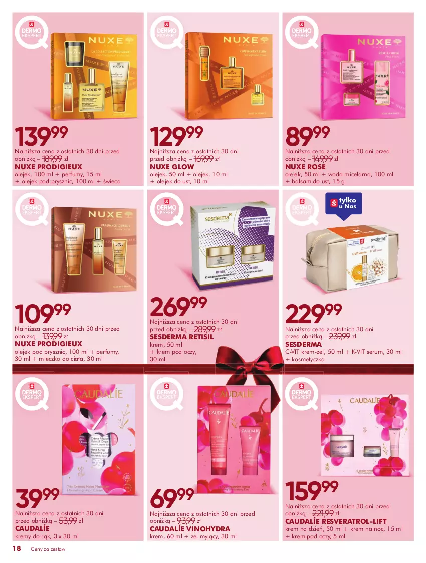 Gazetka promocyjna Super Pharm - Gazetka - ważna 04.11 do 30.11.2025 - strona 18 - produkty: Balsam do ust, Kosmetyczka, Krem na dzień, Krem na noc, Krem pod oczy, Mleczko, Mleczko do ciała, Nuxe, Olej, Olejek pod prysznic, Perfum, Rum, Ser, Serum, Sesderma, Woda, Woda micelarna