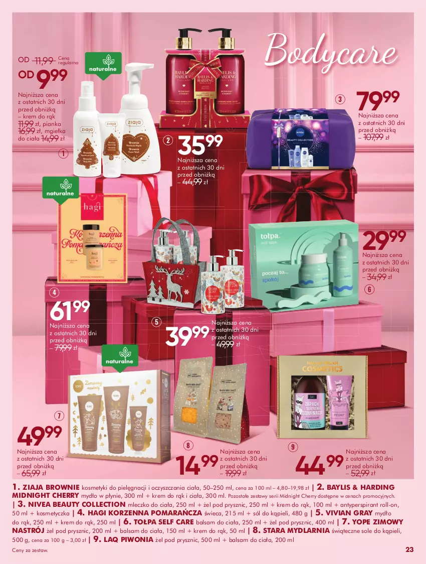 Gazetka promocyjna Super Pharm - Gazetka - ważna 04.11 do 30.11.2025 - strona 23 - produkty: Antyperspirant, Balsam do ciała, Body, Brownie, Gra, Kosmetyczka, Kosmetyki do pielęgnacji, Krem do rąk, Mleczko, Mleczko do ciała, Mydło, Mydło w płynie, Nivea, Piwo, Ser, Sól, Sól do kąpieli, Tołpa, Yope, Ziaja