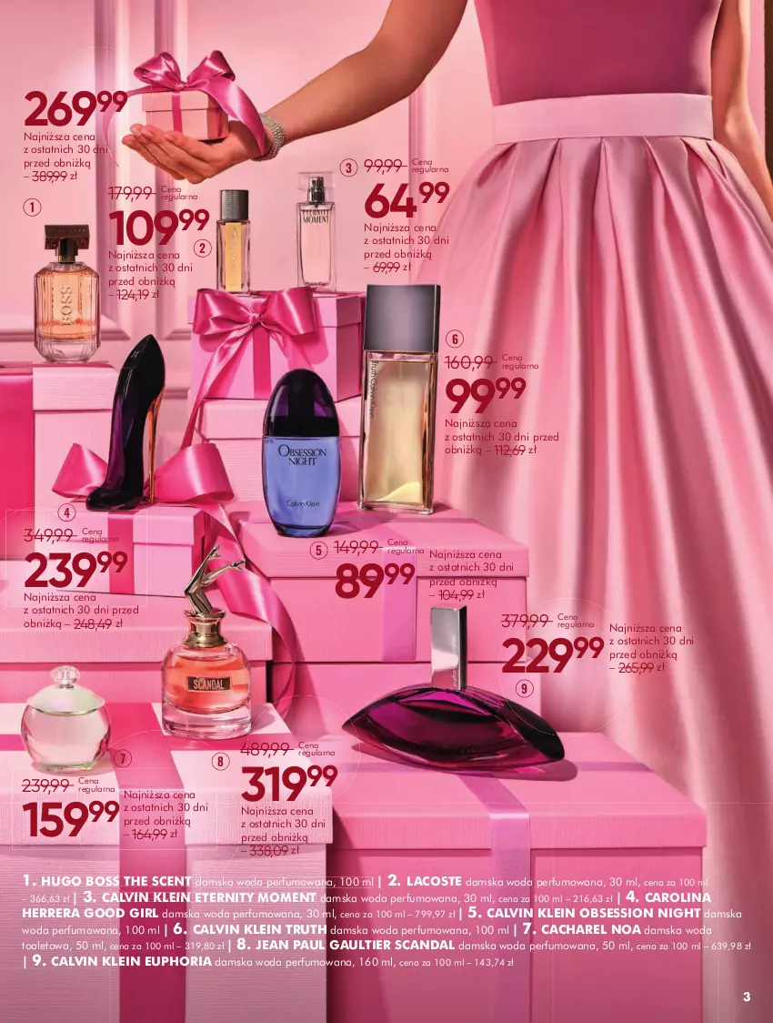 Gazetka promocyjna Super Pharm - Gazetka - ważna 04.11 do 30.11.2025 - strona 3 - produkty: Cacharel, Calvin Klein, Carolina Herrera, Hugo Boss, Lacoste, Perfum, SESSIO, Woda, Woda perfumowana, Woda toaletowa