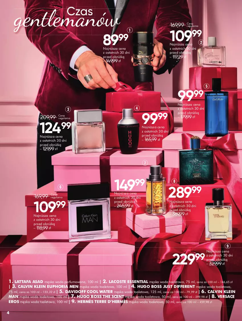 Gazetka promocyjna Super Pharm - Gazetka - ważna 04.11 do 30.11.2025 - strona 4 - produkty: Calvin Klein, Davidoff, Fa, Hugo Boss, Lacoste, Perfum, Versace, Woda, Woda perfumowana, Woda toaletowa