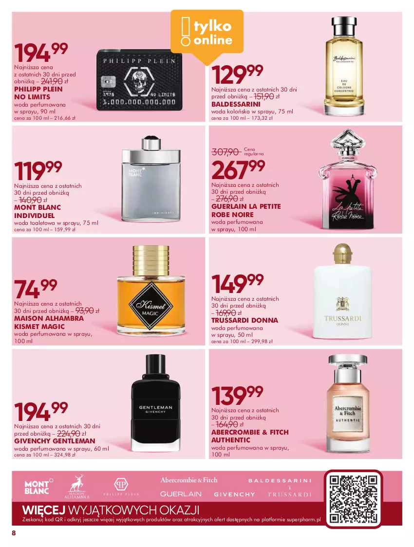 Gazetka promocyjna Super Pharm - Gazetka - ważna 04.11 do 30.11.2025 - strona 8 - produkty: Baldessarini, Givenchy, Guerlain, Mont Blanc, Perfum, Trussardi, Woda, Woda kolońska, Woda perfumowana, Woda toaletowa
