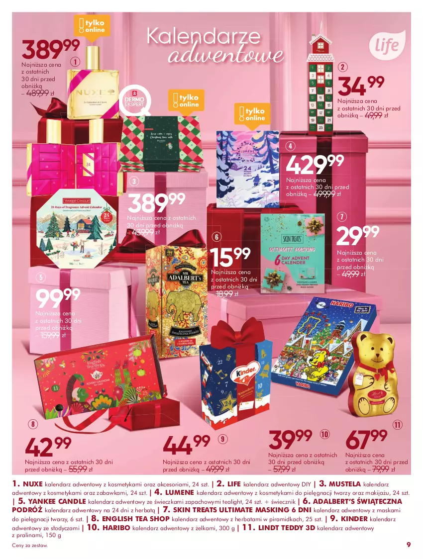 Gazetka promocyjna Super Pharm - Gazetka - ważna 04.11 do 30.11.2025 - strona 9 - produkty: Haribo, Herbata, Kalendarz, Kalendarz adwentowy, Kinder, Lindt, Makijaż, Maska, Mus, Mustela, Nuxe, Zabawka