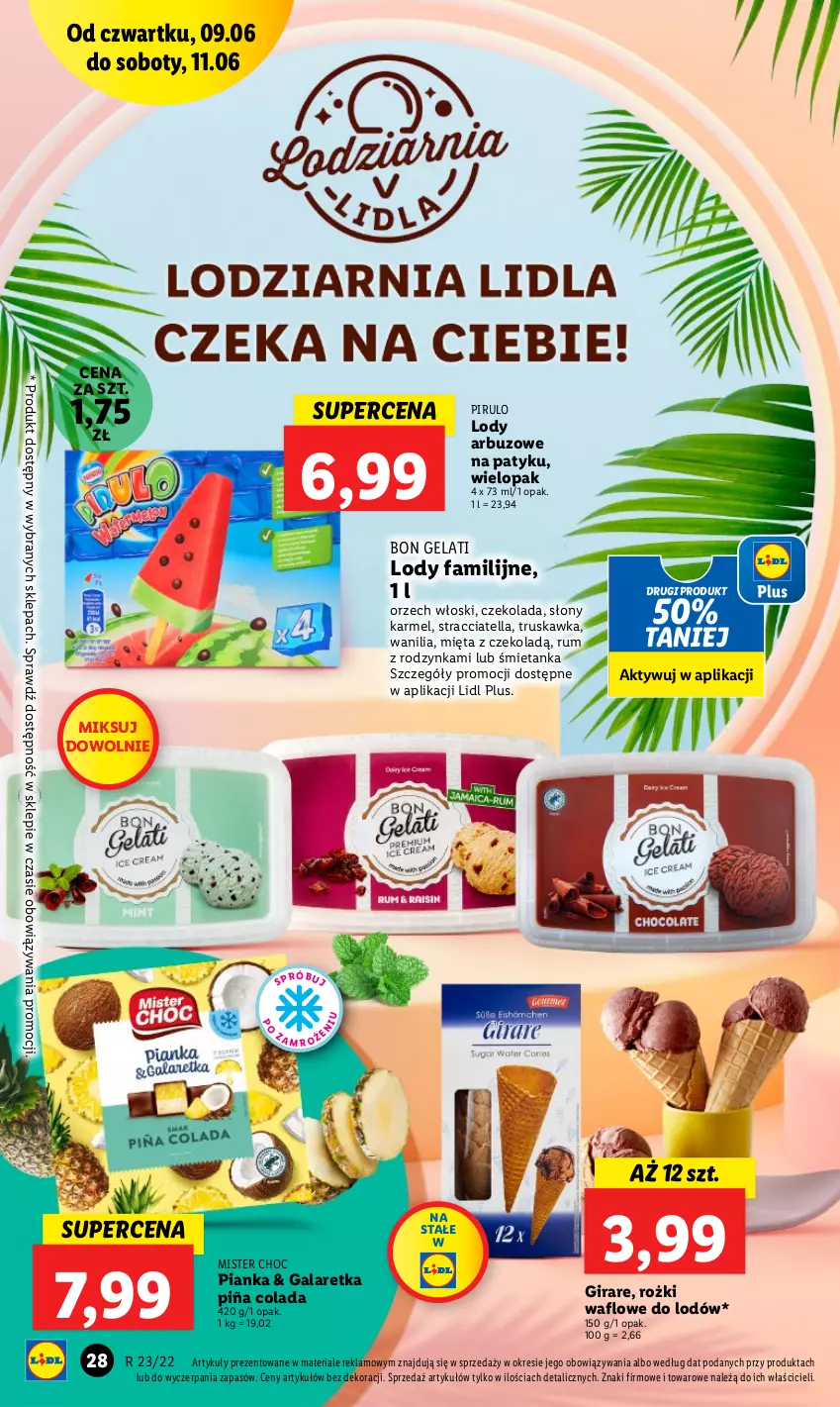 Gazetka promocyjna Lidl - GAZETKA - ważna 09.06 do 11.06.2022 - strona 28 - produkty: Arbuz, Czekolada, Fa, Gala, Galaretka, Lody, Mięta, Piña Colada, Rum