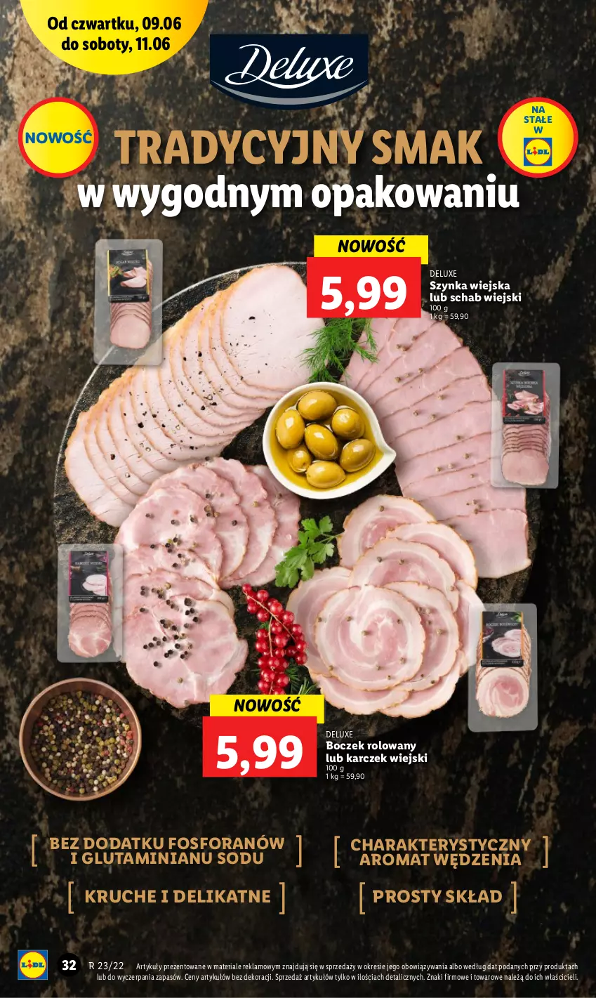 Gazetka promocyjna Lidl - GAZETKA - ważna 09.06 do 11.06.2022 - strona 32 - produkty: Boczek, Szynka