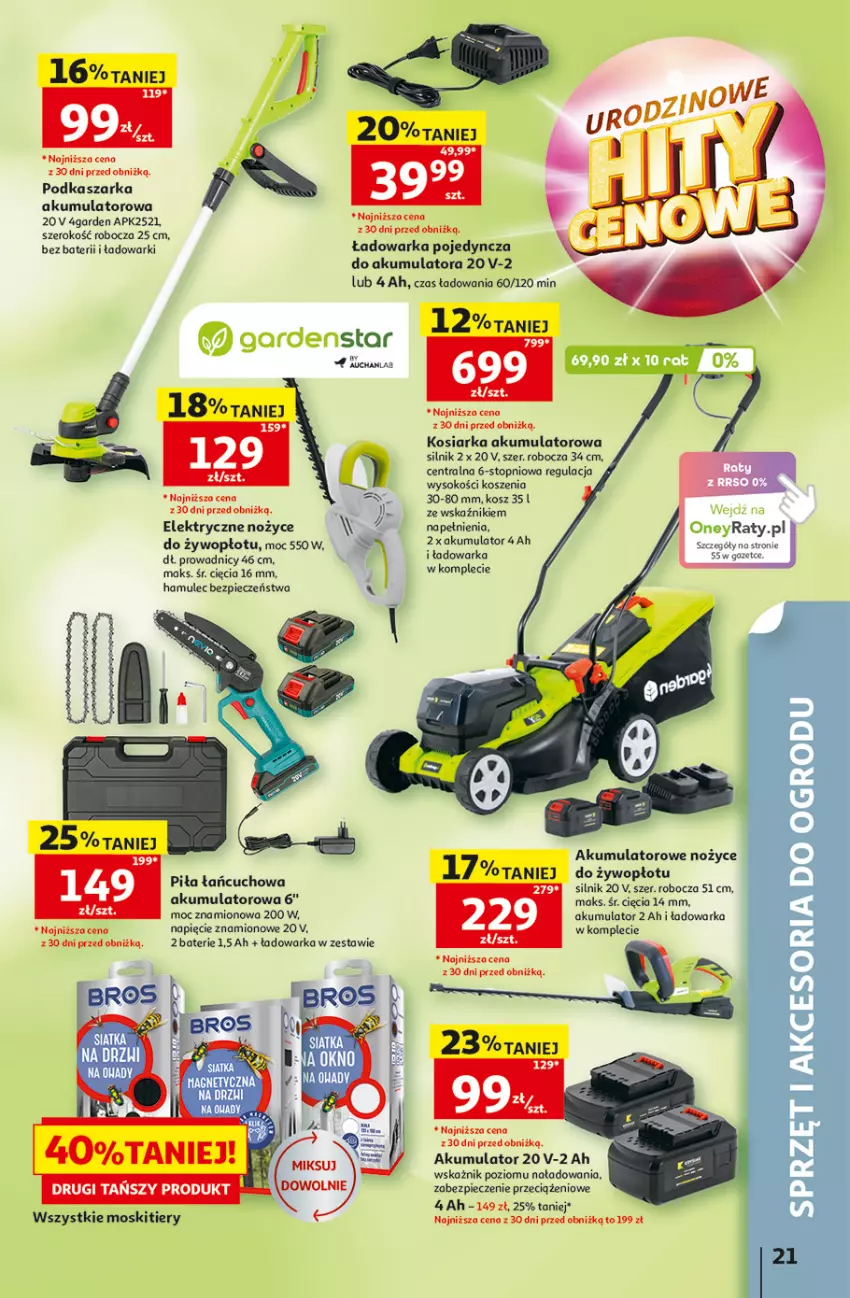 Gazetka promocyjna Auchan - Gazetka 30 Lat Hipermarket Auchan - ważna 07.05 do 13.05.2026 - strona 21 - produkty: Akumulator, K2, Kasza, Kosiarka, Kosz, Mule, Noż, Nożyce, Piec, Sok, Top, Warka