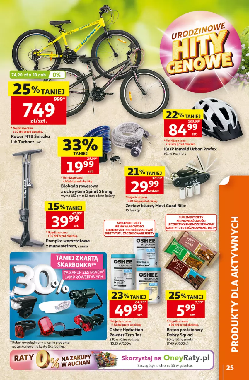 Gazetka promocyjna Auchan - Gazetka 30 Lat Hipermarket Auchan - ważna 07.05 do 13.05.2026 - strona 25 - produkty: Baton, Fa, Kask, Oshee, Pompka, Rower, Squad, Zestaw kluczy