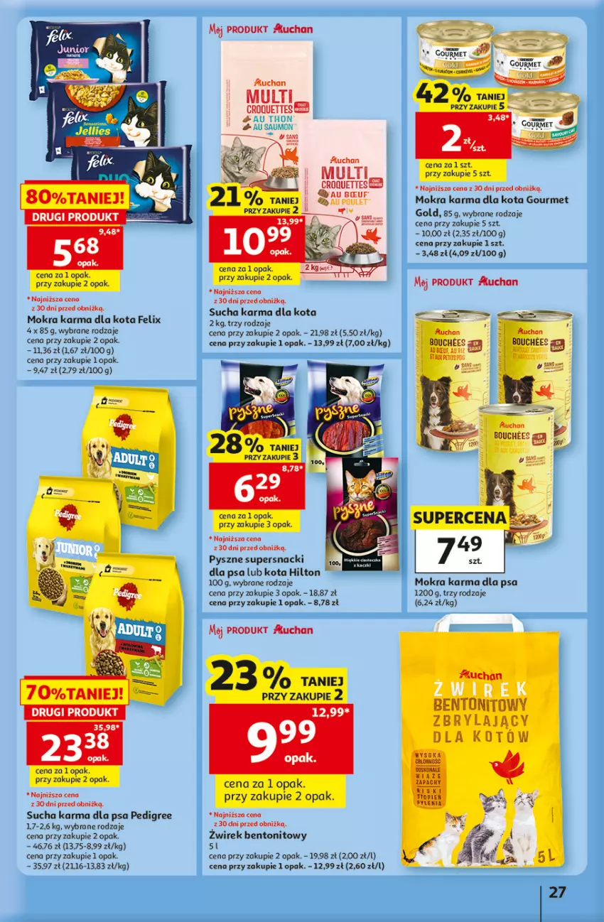 Gazetka promocyjna Auchan - Gazetka 30 Lat Hipermarket Auchan - ważna 07.05 do 13.05.2026 - strona 27 - produkty: Felix, Gourmet Gold, Mecze, Mokra karma, Pedigree, Sok, Sucha karma, Top