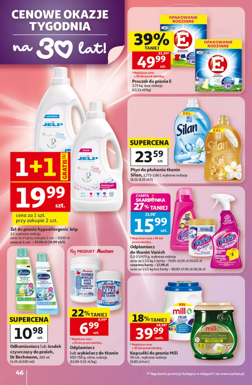 Gazetka promocyjna Auchan - Gazetka 30 Lat Hipermarket Auchan - ważna 07.05 do 13.05.2026 - strona 46 - produkty: Kapsułki do prania, Odkamieniacz, Odplamiacz, Płyn do płukania, Proszek do prania, Silan, Vanish