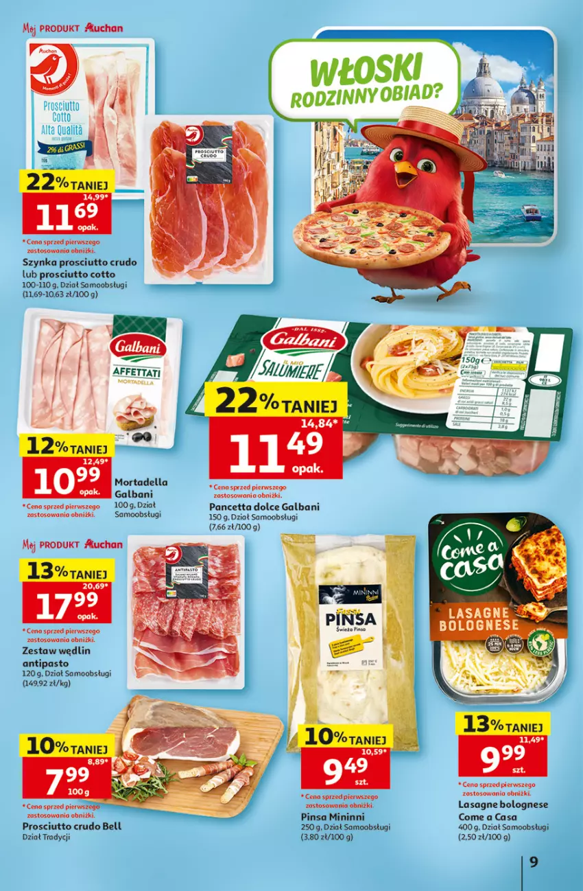 Gazetka promocyjna Auchan - Gazetka 30 Lat Hipermarket Auchan - ważna 07.05 do 13.05.2026 - strona 9 - produkty: Bell, Dell, Galbani, Lasagne, Lasagne bolognese, Mortadella, Prosciutto, Szynka