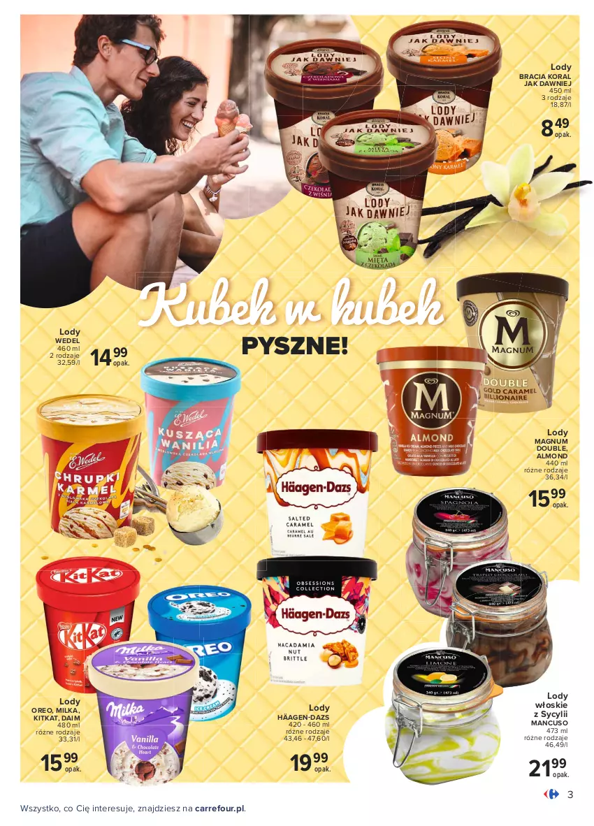 Gazetka promocyjna Carrefour - Gazetka Wielki wybór lodów - ważna 24.05 do 30.06.2021 - strona 3 - produkty: Kubek, Lody, Milka, Oreo