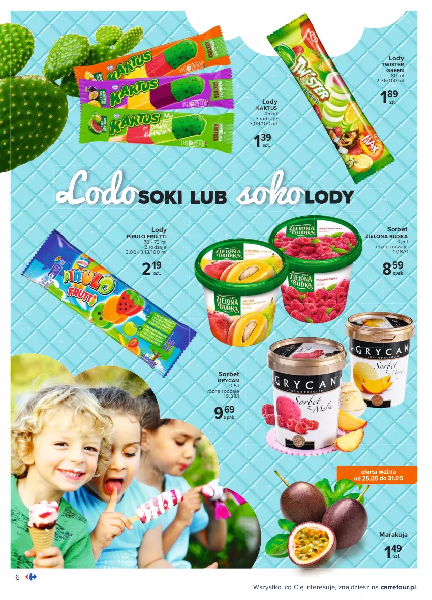 Gazetka promocyjna Carrefour - Gazetka Wielki wybór lodów - ważna 24.05 do 30.06.2021 - strona 6 - produkty: Gry, Kaktus, Lody, Sok, Zielona Budka