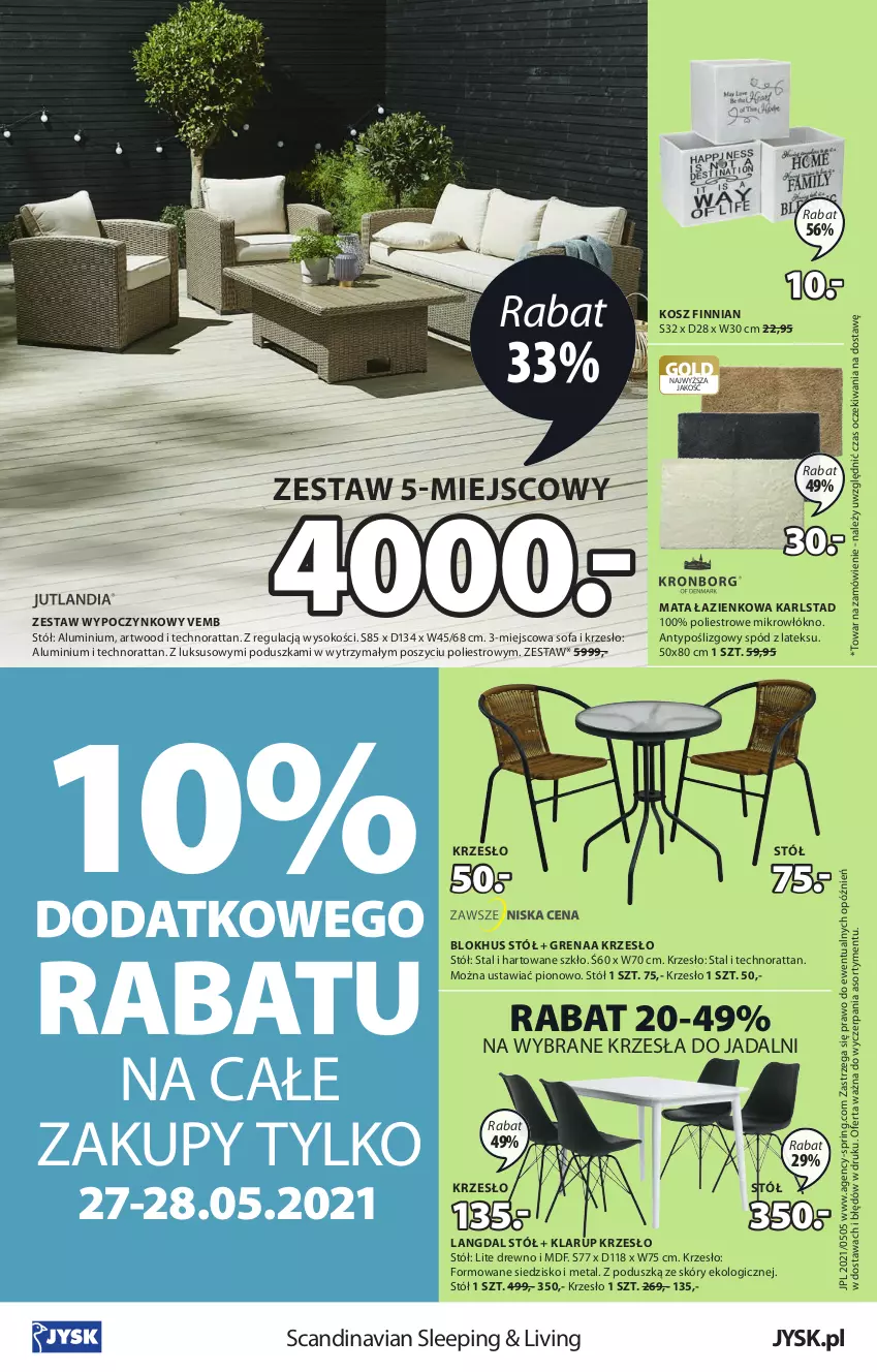 Gazetka promocyjna Jysk - Oferta tygodnia - ważna 26.05 do 08.06.2021 - strona 17 - produkty: Artwood, Fa, Kosz, Krzesło, Mata łazienkowa, Poduszka, Siedzisko, Sofa, Sok, Stół