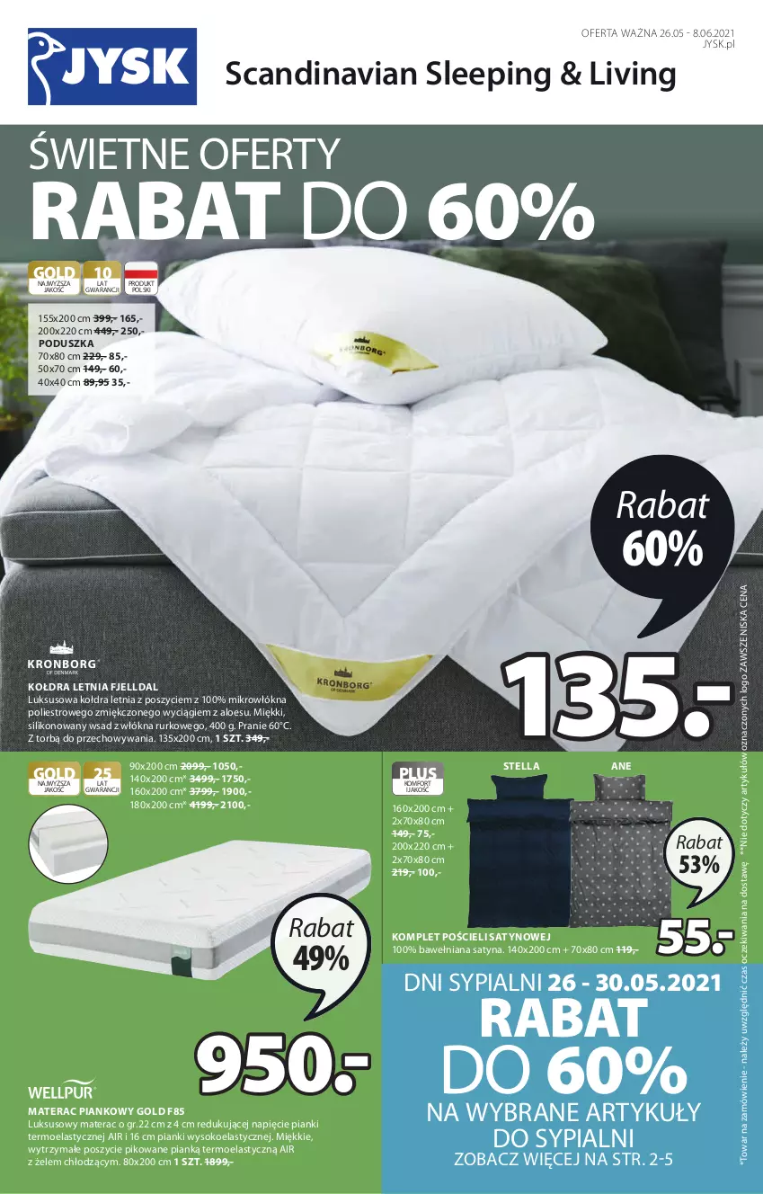 Gazetka promocyjna Jysk - Oferta tygodnia - ważna 26.05 do 08.06.2021 - strona 2 - produkty: Kołdra, Komplet pościeli, Materac, Materac piankowy, Poduszka, Pościel, Sok, Tera