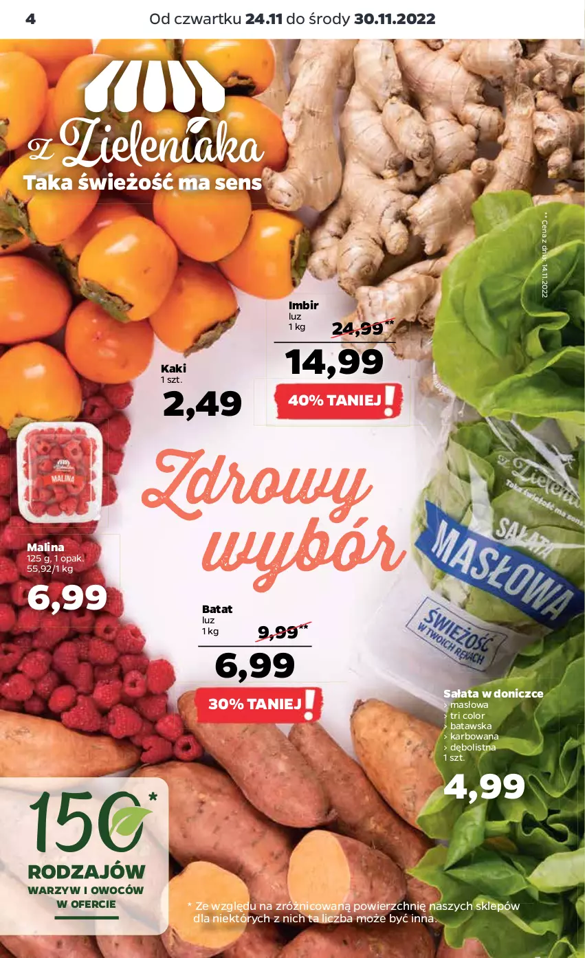 Gazetka promocyjna Netto - Artykuły spożywcze - ważna 24.11 do 30.11.2022 - strona 4 - produkty: Imbir, Kaki, Masło, Sałat