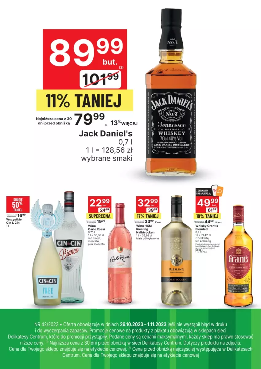 Gazetka promocyjna Delikatesy Centrum - Folder alkoholowy DC42 - ważna 26.10 do 01.11.2023 - strona 2 - produkty: Carlo Rossi, Gra, Grant's, Jack Daniel's, Rum, Whisky, Wino