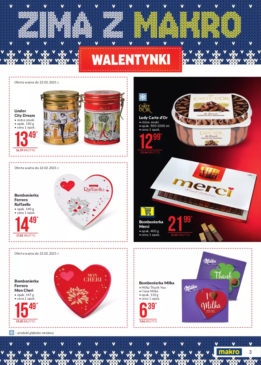 Gazetka promocyjna Makro - [Oferta specjalna] Walentynki - ważna 09.02 do 14.02.2021 - strona 3 - produkty: Fa, Ferrero, Lindor, Lody, Merci, Milka, Raffaello