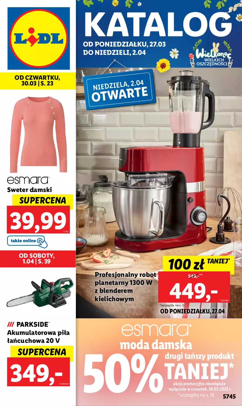 Gazetka promocyjna Lidl - GAZETKA - ważna 27.03 do 02.04.2023 - strona 1 - produkty: Akumulator, Blender, Moda, Robot, Robot planetarny, Sweter