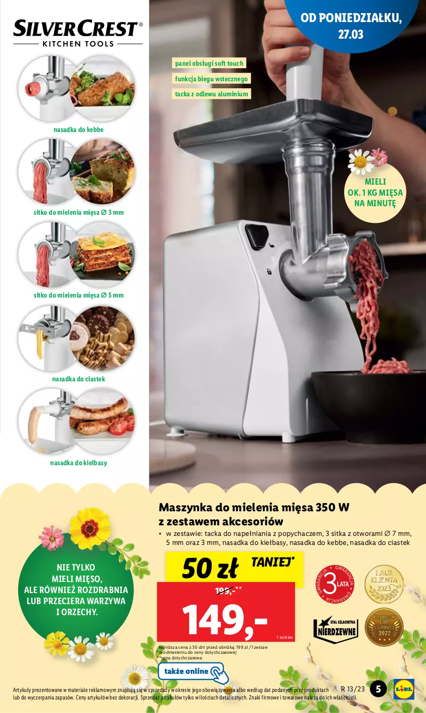 Gazetka promocyjna Lidl - GAZETKA - ważna 27.03 do 02.04.2023 - strona 5 - produkty: Maszynka, Maszynka do mielenia, Mięso, Sitko, Stek, Szynka, Warzywa