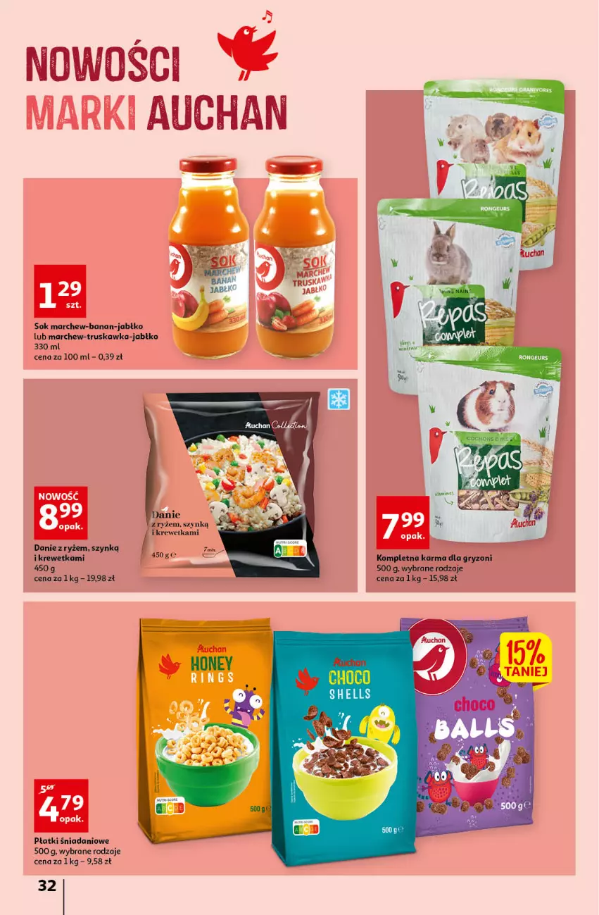 Gazetka promocyjna Auchan - przeNISKIE CENY przeRADOŚĆ dla dzieci Hipermarkety - ważna 26.05 do 01.06.2022 - strona 32 - produkty: Danio, Fa, Gry, Karma dla gryzoni, Ryż, Sok