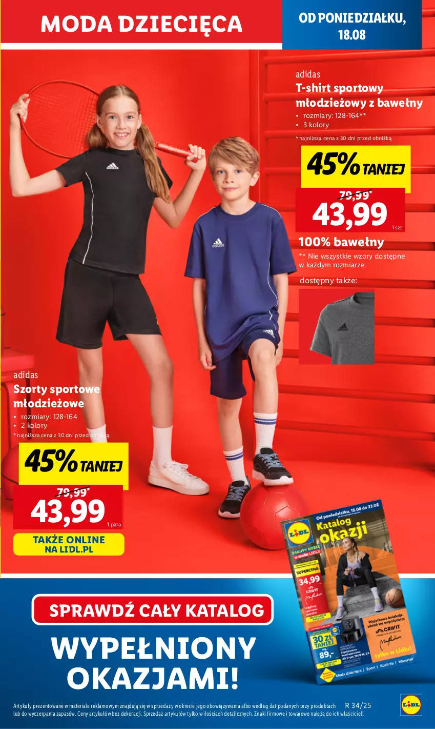 Gazetka promocyjna Lidl - GAZETKA - ważna 18.08 do 20.08.2025 - strona 11 - produkty: Adidas, Dzieci, Moda, Por, Sport, Szorty, T-shirt
