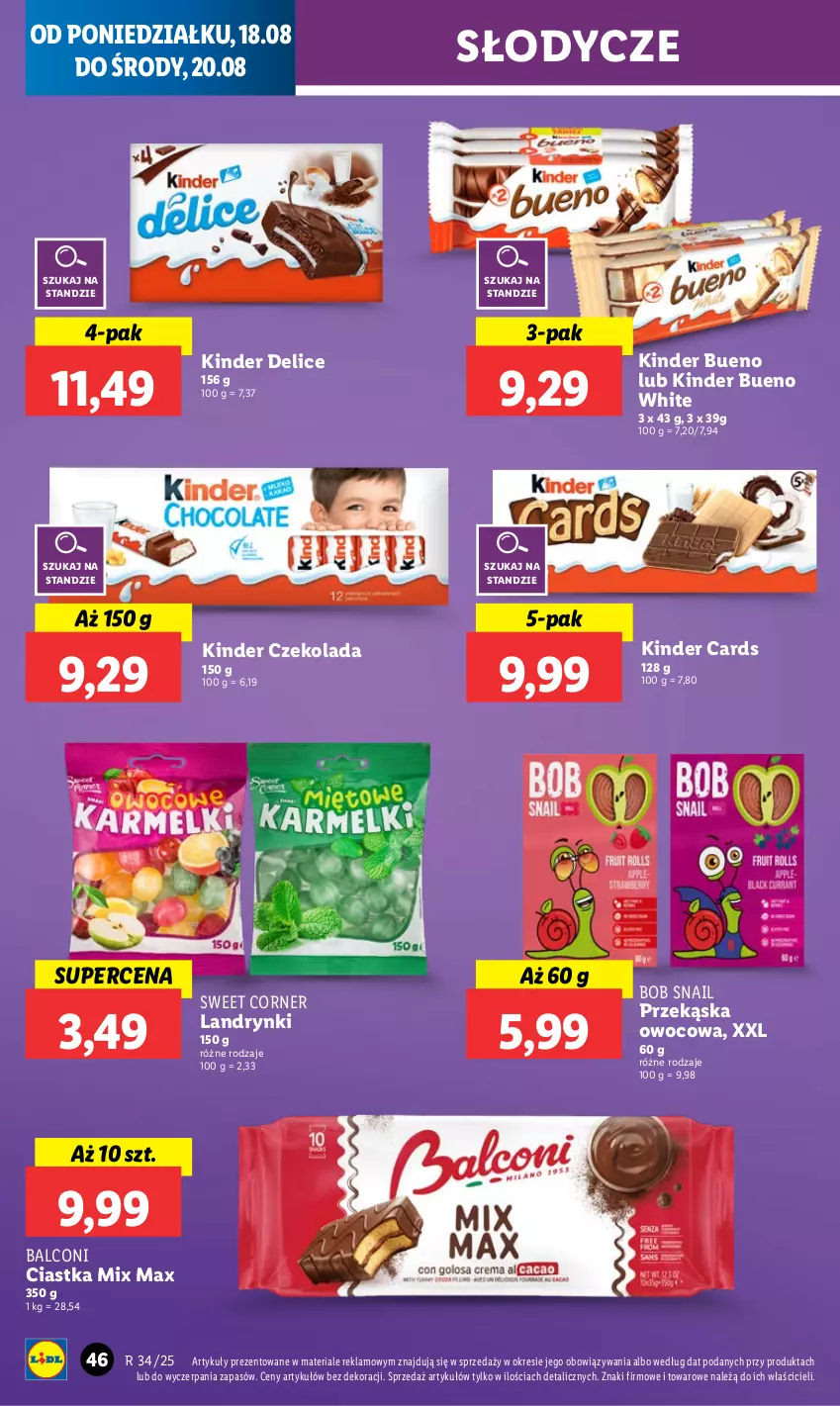 Gazetka promocyjna Lidl - GAZETKA - ważna 18.08 do 20.08.2025 - strona 54 - produkty: Alcon, Ciastka, Czekolada, Kinder, Kinder Bueno