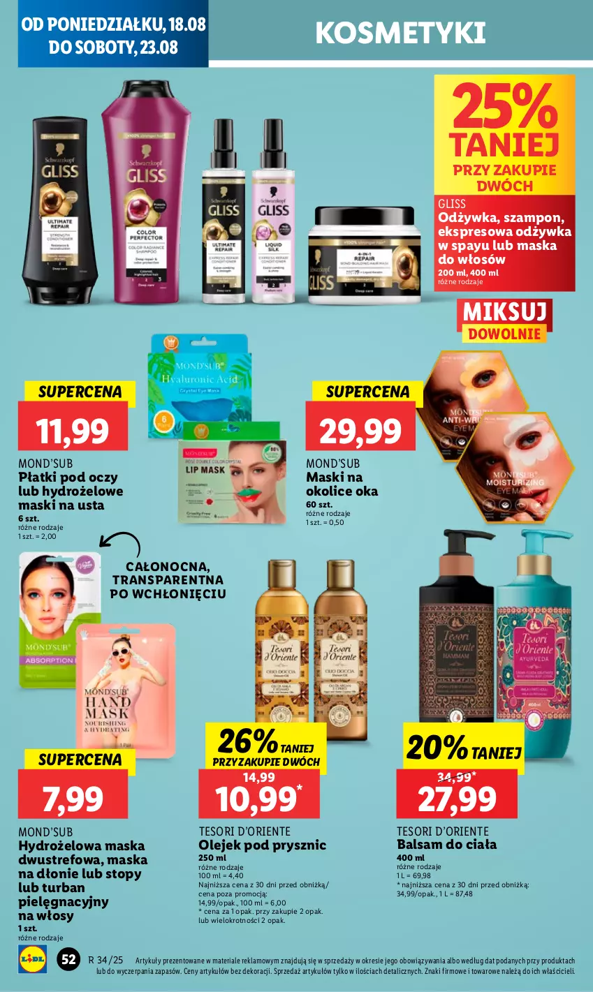 Gazetka promocyjna Lidl - GAZETKA - ważna 18.08 do 20.08.2025 - strona 60 - produkty: Balsam do ciała, Maska, Maska do włosów, Odżywka, Olej, Olejek pod prysznic, Szampon, Top, Tran