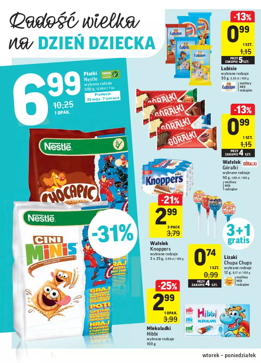 Gazetka promocyjna Intermarche - Dzień Dziecka, Dzień Mamy - ważna 25.05 do 31.05.2021 - strona 8 - produkty: Chupa Chups, Góralki, Gra, Knoppers, Lizaki, Lubisie, Mleko, Wafelek