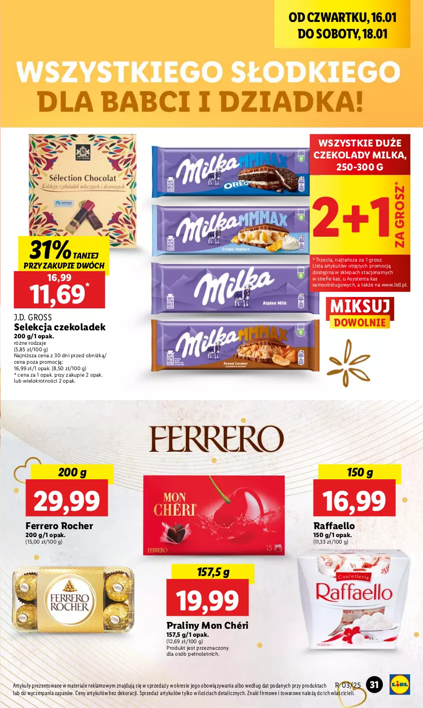 Gazetka promocyjna Lidl - GAZETKA - ważna 16.01 do 18.01.2025 - strona 33 - produkty: Fa, Ferrero, Ferrero Rocher, Milka, Mon Chéri, Praliny, Raffaello