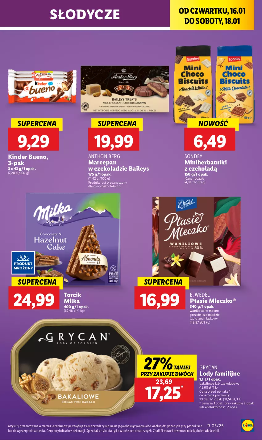 Gazetka promocyjna Lidl - GAZETKA - ważna 16.01 do 18.01.2025 - strona 35 - produkty: E. Wedel, Fa, Gry, Herbatniki, Kinder, Kinder Bueno, Lody, Milka, Mleczko, Ptasie mleczko