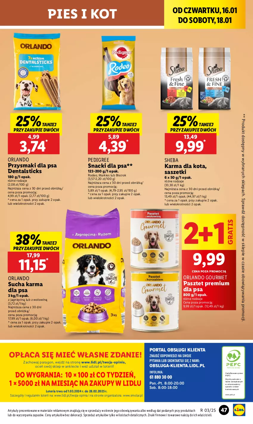 Gazetka promocyjna Lidl - GAZETKA - ważna 16.01 do 18.01.2025 - strona 51 - produkty: Gra, Mola, Pasztet, Pedigree, Przysmaki, Sheba, Sucha karma