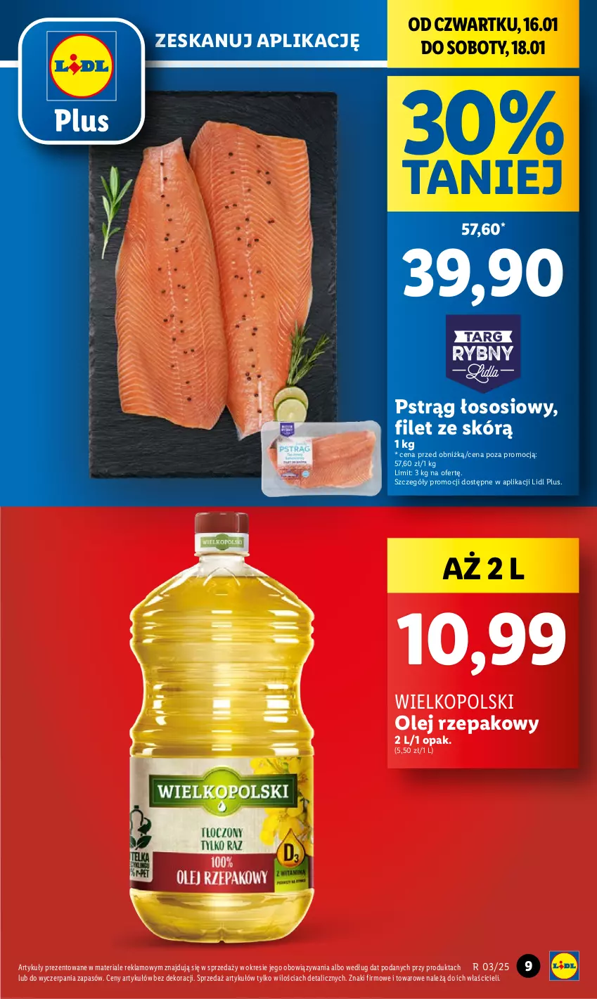 Gazetka promocyjna Lidl - GAZETKA - ważna 16.01 do 18.01.2025 - strona 9 - produkty: Olej, Olej rzepakowy, Pstrąg, Pstrąg łososiowy, Sos