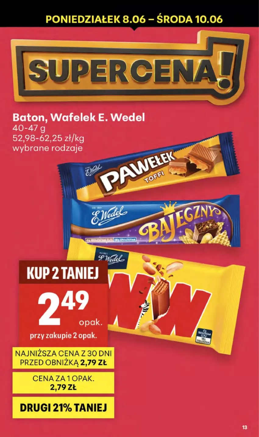 Gazetka promocyjna Delikatesy Centrum - Franczyza DC23 Czwartek - ważna 03.06 do 10.06.2026 - strona 13 - produkty: Baton, E. Wedel, Wafelek