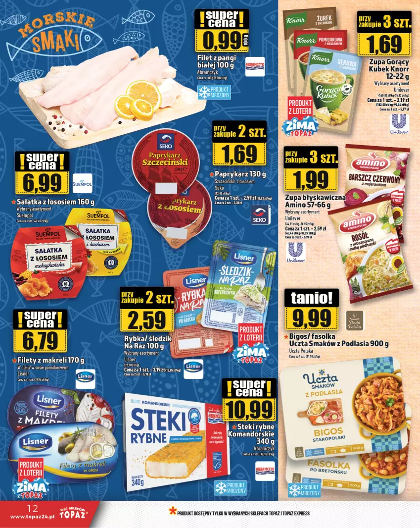 Gazetka promocyjna Topaz - Gazetka - ważna 02.01 do 08.01.2025 - strona 12 - produkty: Bigos, Fa, Knorr, Kubek, SEKO, Top, Zupa