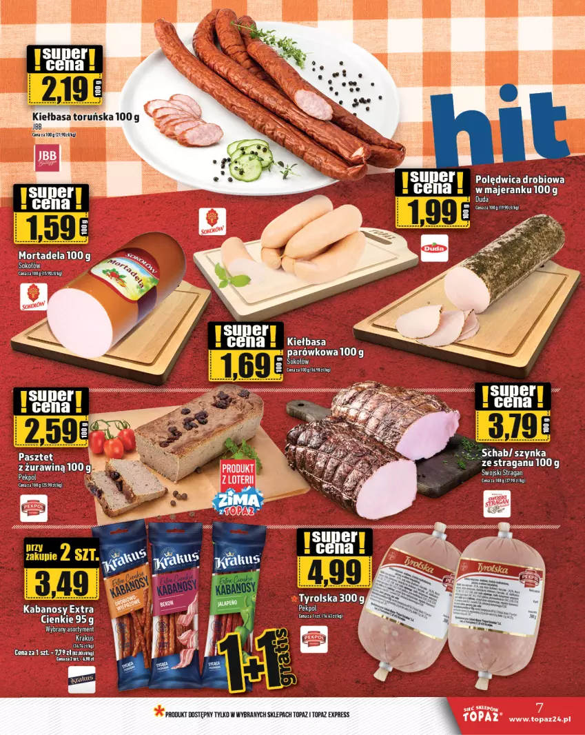 Gazetka promocyjna Topaz - Gazetka - ważna 02.01 do 08.01.2025 - strona 7 - produkty: Kiełbasa, Taca, Top