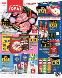 Gazetka promocyjna Topaz - Gazetka - Gazetka - ważna od 08.01 do 08.01.2025 - strona 1 - produkty: Piwo, Kawa rozpuszczalna, Top, Karkówka wieprzowa, Chipsy, Kawa, Pringles, Waga, Mleko