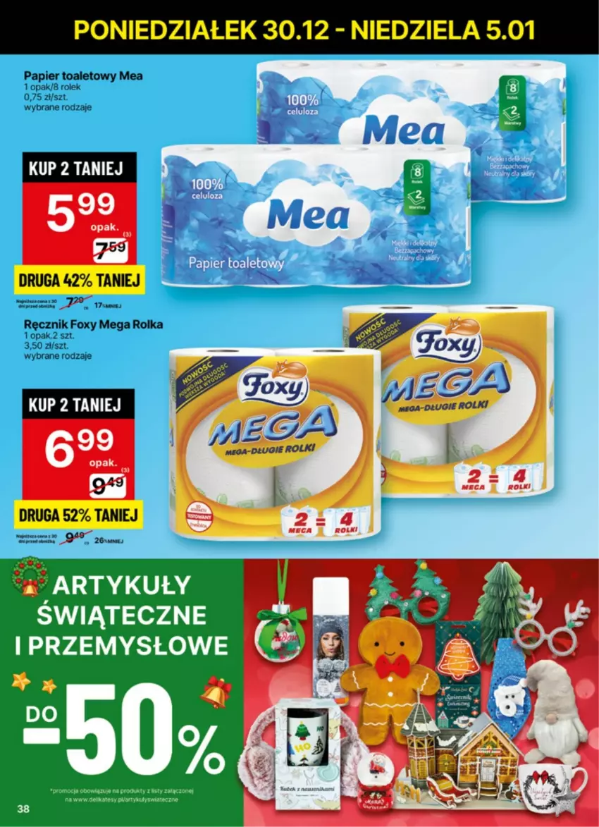 Gazetka promocyjna Delikatesy Centrum - NOWA GAZETKA Delikatesy Centrum od 30 grudnia! 30.12-5.01.2024 - ważna 30.12.2024 do 05.01.2025 - strona 38 - produkty: Foxy, Papier, Papier toaletowy, Ręcznik, Rolki