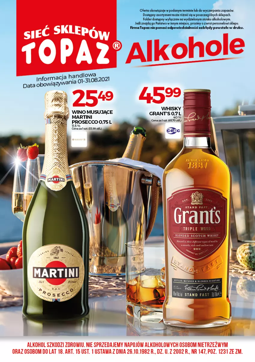 Gazetka promocyjna Topaz - Gazetka - ważna 01.08 do 31.08.2021 - strona 1 - produkty: Gra, Mus, Wino