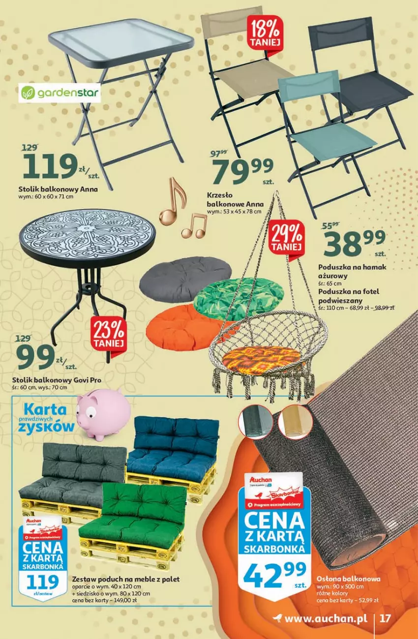 Gazetka promocyjna Auchan - 25 Urodziny – Życzymy Wszystkiego Kwitnącego - ważna 22.04 do 04.05.2021 - strona 17 - produkty: Fotel, Hama, Krzesło, Meble, Poduszka, Siedzisko, Stolik