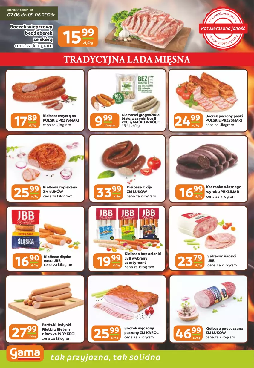 Gazetka promocyjna Gama - Gazetka Gama - ważna 02.06 do 16.06.2026 - strona 2 - produkty: Boczek, Boczek wieprzowy, Gra, Kasza, Kaszanka, Kiełbasa, Kiełbasa śląska, Madej Wróbel, Parówki, Przysmaki, Salceson