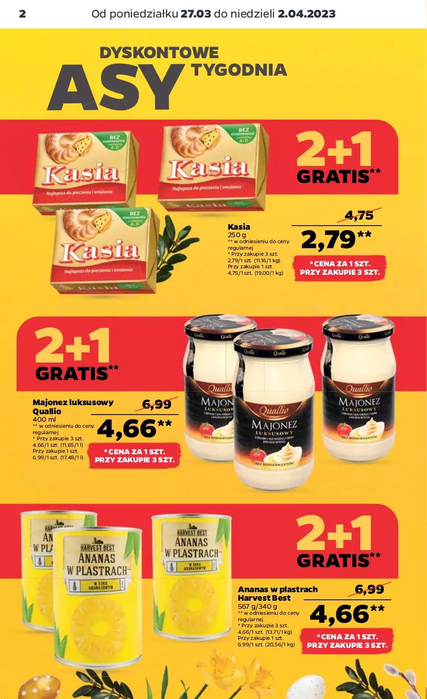 Gazetka promocyjna Netto - Artykuły spożywcze - ważna 27.03 do 02.04.2023 - strona 2 - produkty: Ananas, Ananas w plastrach, Gra, Kasia, Majonez