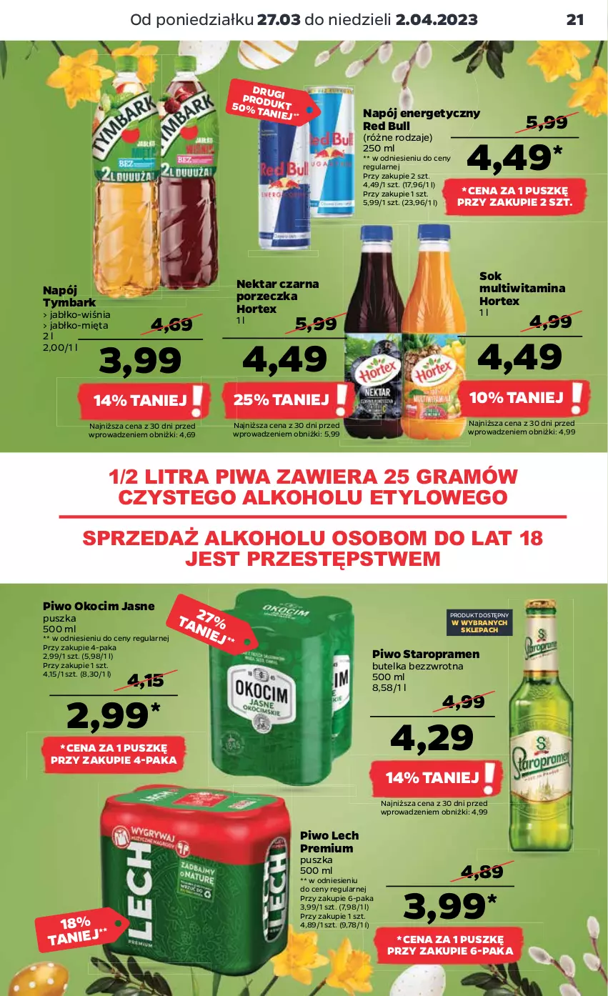 Gazetka promocyjna Netto - Artykuły spożywcze - ważna 27.03 do 02.04.2023 - strona 21 - produkty: Gra, Hortex, Koc, Lech Premium, Mięta, Napój, Napój energetyczny, Nektar, Okocim, Piwa, Piwo, Por, Red Bull, Sok, Tymbark