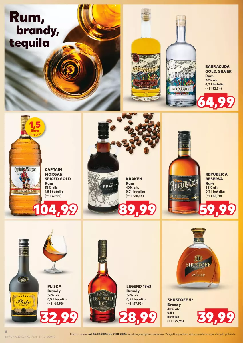 Gazetka promocyjna Kaufland - Barek Kauflandu - ważna 25.07 do 07.08.2024 - strona 6 - produkty: Brandy, Captain Morgan, Pliska, Rum, Ser, Tequila