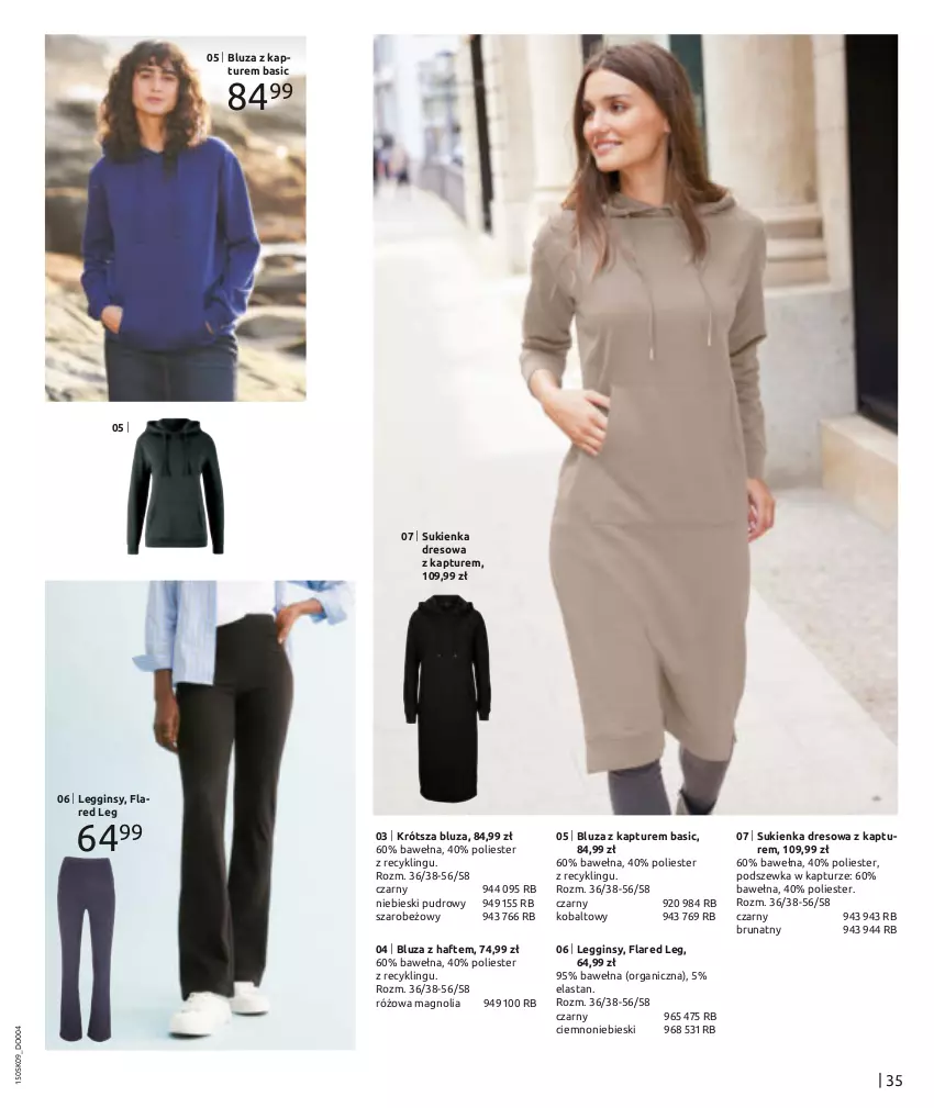 Gazetka promocyjna Bonprix - NOWY MIEJSKI STYL - ważna 02.09 do 02.12.2024 - strona 37 - produkty: Bluza, Bluza z kapturem, Dres, Gin, Legginsy, Sukienka, Wełna