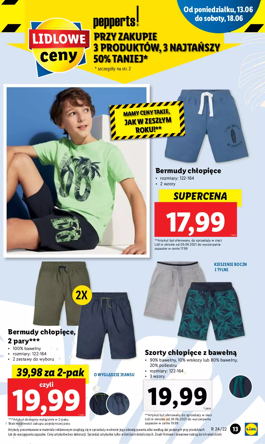 Gazetka promocyjna Lidl - GAZETKA - ważna 13.06 do 18.06.2022 - strona 13 - produkty: Bermudy, Szorty